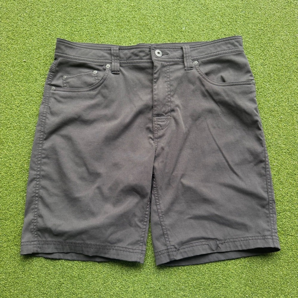 Prana Zion Shorts Mens 34 Dark Grey Charcoal Hiking Outdoor Stretch 9 Inch